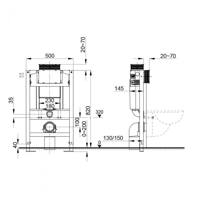 Pneumatic Concealed Cistern Q761 0101 M1 AXENT